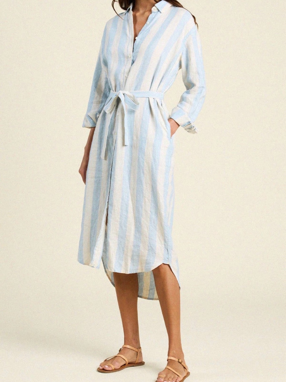 Trovata Catalina Seaside Striped Linen Shirt Dress - XS